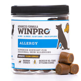 WINPRO Allergy Chews bottle close-up highlighting soft chews for seasonal allergy support