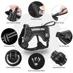 WINSEE Tactical Dog Harness back leash attachment supports relaxed walks