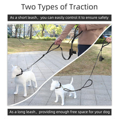 Wisedog leash with built-in poop bag holder for easy cleanups during outings.