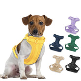 Wisedog No Pull Harness butter yellow close-up shows cloud-soft fabric for all-day comfort.