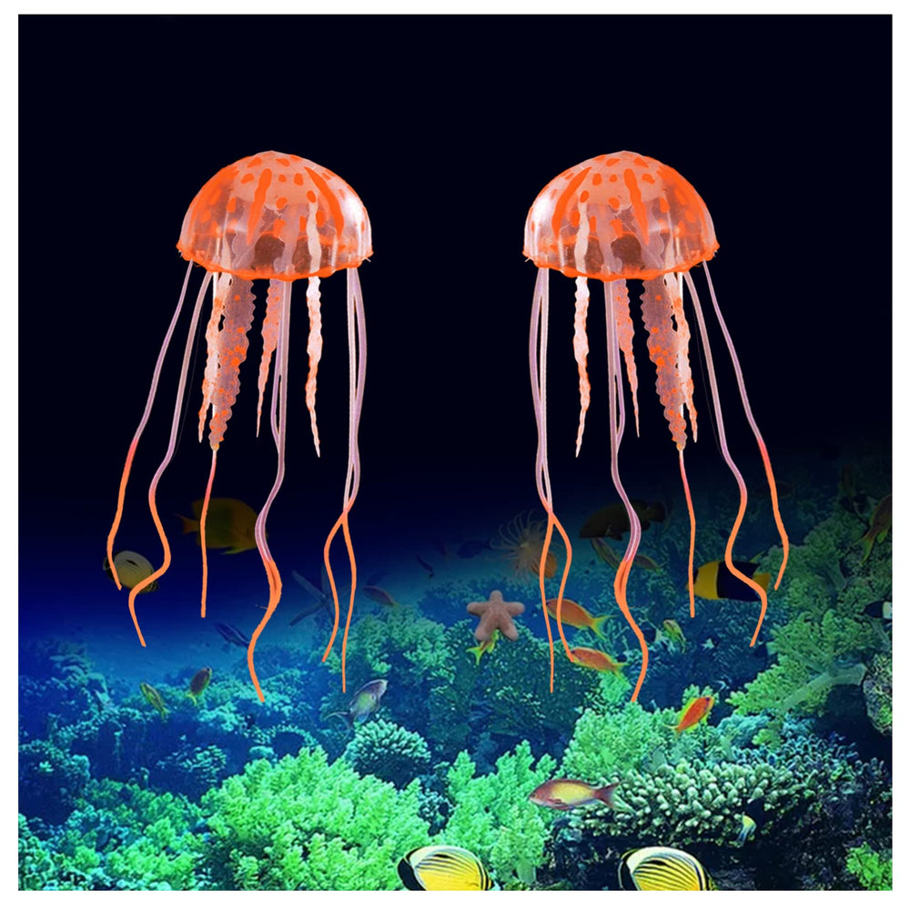 WishLotus jellyfish-orange glow decoration for small tanks enhances ambience.