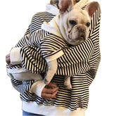 Wiz BBQT matching dog-owner hoodie striped black front view for a cozy coordinated look.