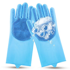WJWJA Pet Grooming Gloves on a dog bath for massage and hair removal.