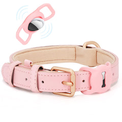 WLIXPBB Airtag leather dog collar with soft padded leather for comfortable daily wear.