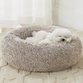 WNPETHOME calming-donut-bed top view shows cozy round sleeping space for small pets
