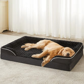 WNPETHOME large dog bed with side bolster for neck and head support during restful sleep.