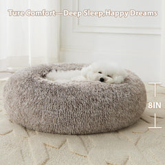 WNPETHOME light coffee cat bed displays faux fur and breathable core.