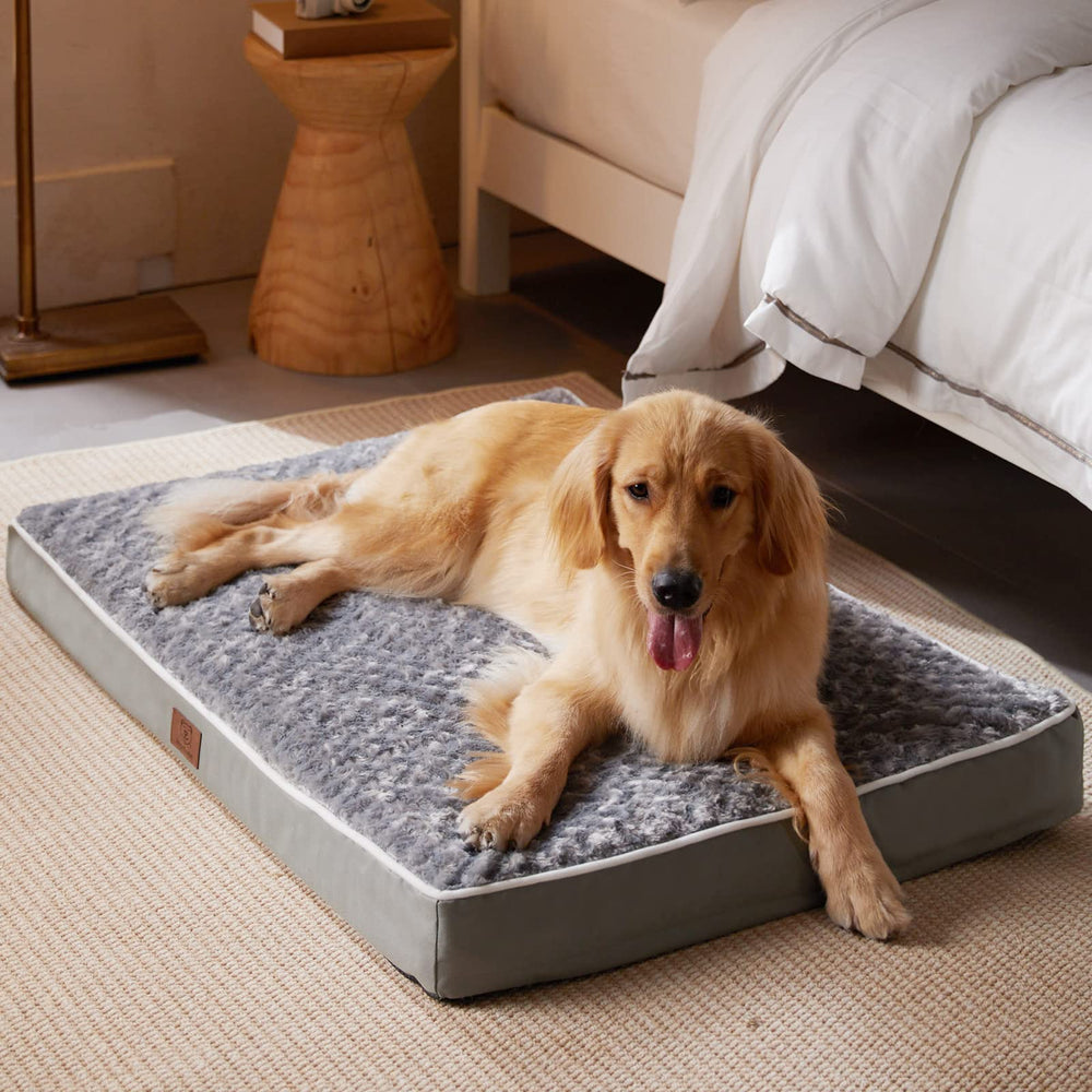 WNPETHOME orthopedic large dog bed front view with plush rose surface for cozy naps.