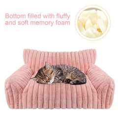 Wn's Day corduroy pet bed pink close-up reveals premium soft fleece for warmth.