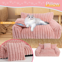 Wn's Day cat sofa pink side angle highlights a compact cozy spot for small pets.