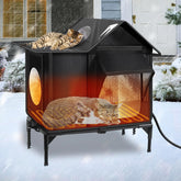 Wn's Day heated outdoor cat house outer view shows a cozy shelter for outdoor cats.