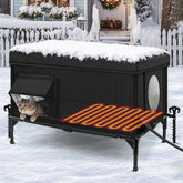 Wn's Day heated outdoor cat house weatherproof keeps stray cats warm and dry outside.