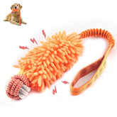 Wodoca dog rope toy squeaker orange closeup for engaging playtime