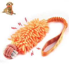 Wodoca dog rope toy squeaker orange closeup for engaging playtime