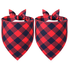 WoffBow Christmas dog bandanas 2-pack red-black plaid for festive looks