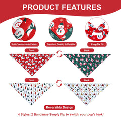 WoffBow reversible dog bandana reindeer option for playful holiday portraits and photos.