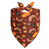 WoffBow Thanksgiving bandana brown side with playful turkeys for festive dog photos