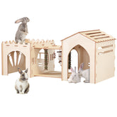 Woiworco Extra Large Rabbit Castle Hideout with three houses for cozy separate spaces.