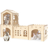 Woiworco extra large rabbit hideout front view shows spacious indoor play