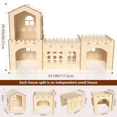 Woiworco extra large rabbit hideout side view highlights sturdy natural poplar wood