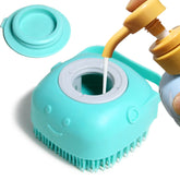 Woleigiao Pet Bath Brush dispenses foam for mess-free pet baths.