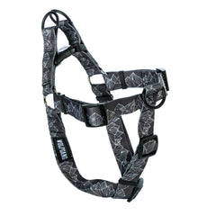 Wolfgang Heavy Duty Adjustable Harness in WolfMountain print, front view for everyday walks