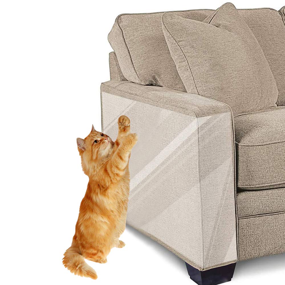 WoLover Cat Scratcher Deterrent Tape on sofa reduces claw marks with invisible design.