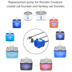 Wonder Creature cat fountain pump USB cord highlights flexible power options.