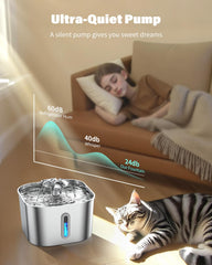 Wonder Creature Cat Water Fountain detachable flower spout offers two drinking styles.
