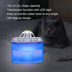 Wonder Creature Crystal Cat Water Fountain lid close-up with LED light adds ambient room decoration.