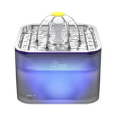 Wonder Creature Crystal Cat Water Fountain with stainless lid, durable hydration for pets