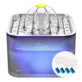 Wonder Creature Crystal Cat Water Fountain with stainless-steel lid offers hygienic, durable hydration.