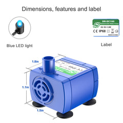 Wonder Creature pump with USB cord enables easy plug-in setup for fountain