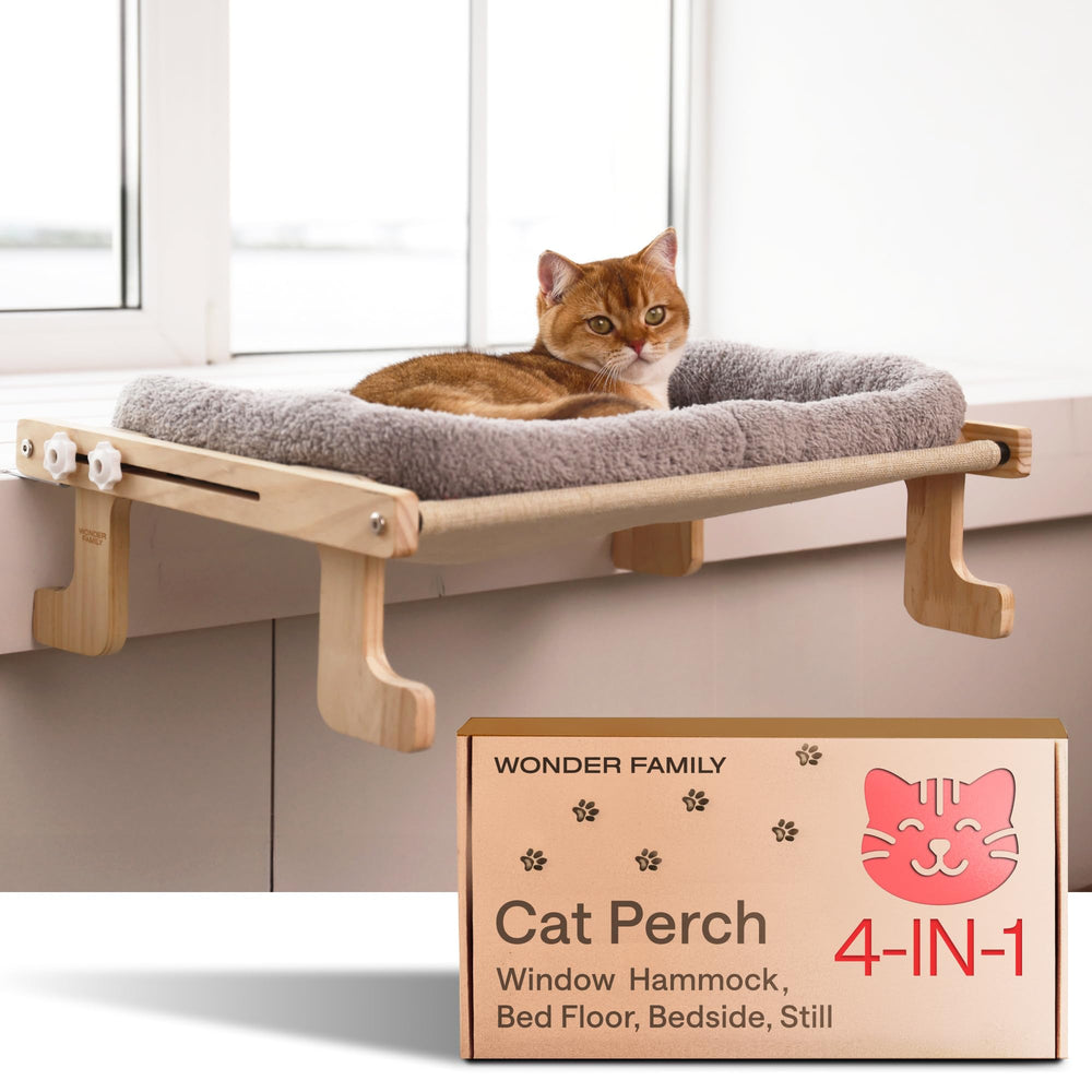 WONDER FAMILY Cat Window Perch foldable hammock for lounging and sunning indoors.