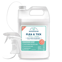 Wondercide cedarwood spray bottle showing plant-based protection for pets