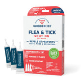 Wondercide dog spot-on tubes packaging shows three-tube bundle for months of natural protection