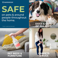Wondercide peppermint spray in kennels and cat condos for environment protection.