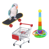 Wontee Bird Toys mini shopping cart engages budgies during playtime