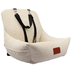Wooaidagg dog car seat in beige shows ultra-soft fabric for cozy rides.