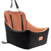 Wooaidagg dog car seat front view in black with memory foam for comfortable medium dogs.