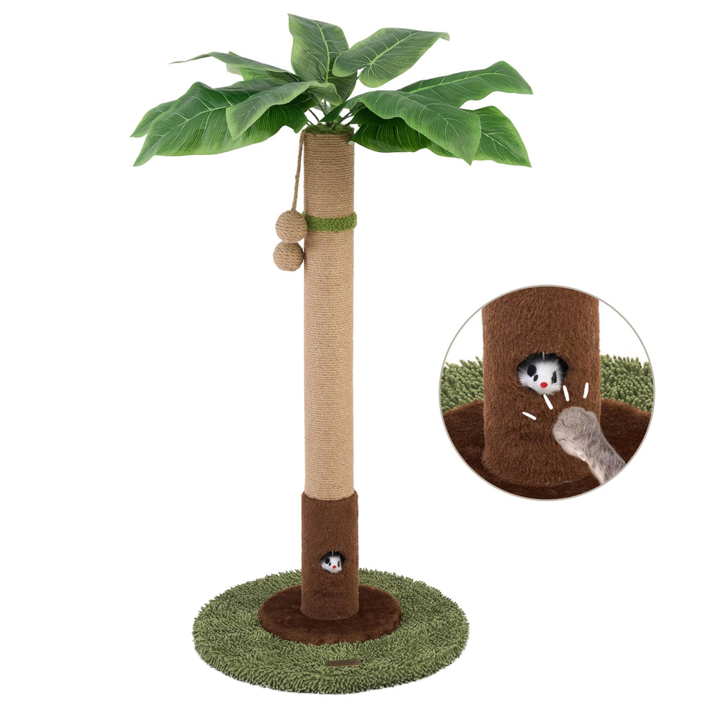 Woochpet tall sisal post green supports healthy scratching for indoor cats.