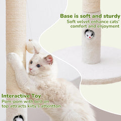 Woochpet cat post features a mouse-hole design to spark hunting play.