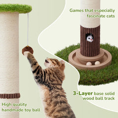 Woochpet thick-diameter post supports cats of all sizes during scratching
