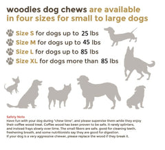 Woodies Dog Chews in use demonstrates engagement and boredom relief for dogs.