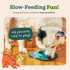 WOOF LickMat dog-enjoying-time image highlights slow-feeding enrichment during meals