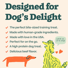 WOOF Love Nuggets ingredients-list, beef-based formula and natural flavoring.