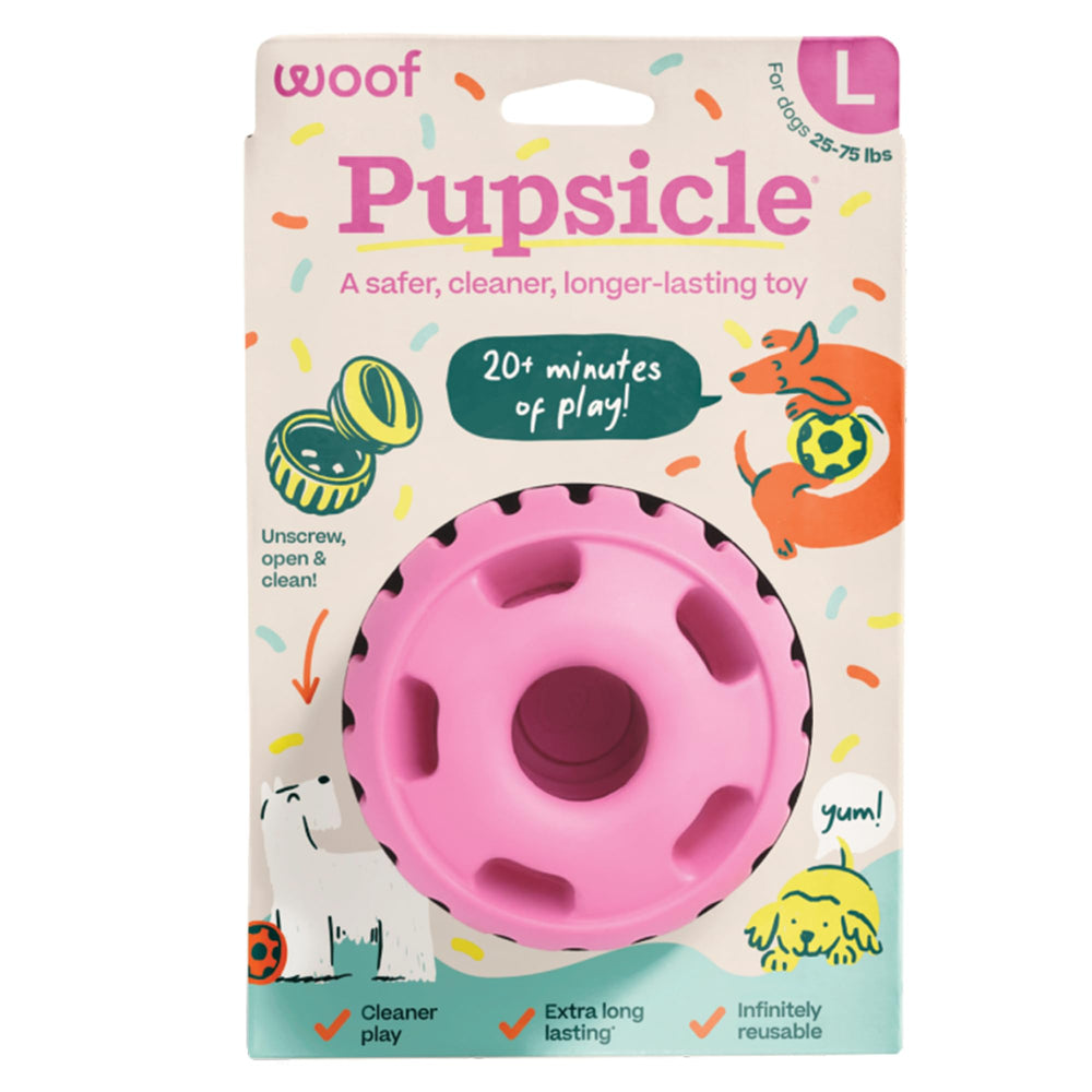 WOOF Party Pupsicle open-fill view shows easy filling and mess-free setup.