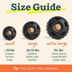WOOF Power Chewer durable rubber close-up emphasizes long-lasting chew toy performance.