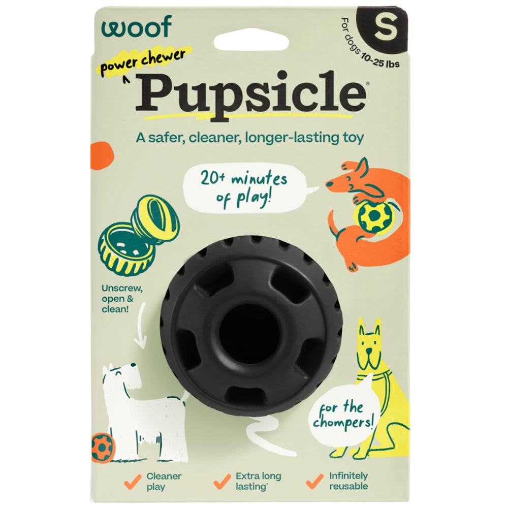 WOOF Power Chewer Pupsicle durable toy for aggressive chewers keeps pups engaged.