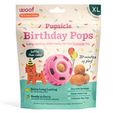 WOOF Pupsicle Birthday Pops pack shot ideal for dog birthday celebrations.
